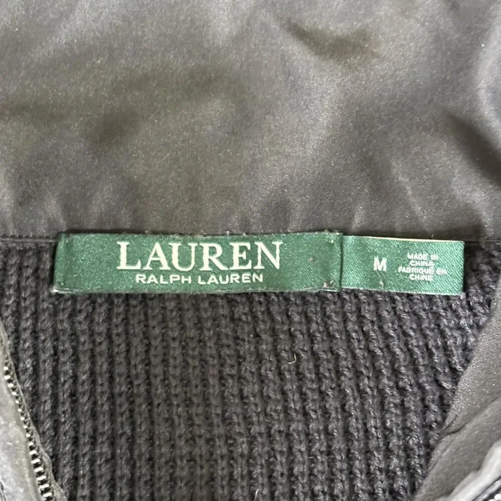 Lauren Ralph Lauren Sweater Womens Medium Quarter Zip Waffle Knit Patch‎ Pockets - Picture 6 of 10